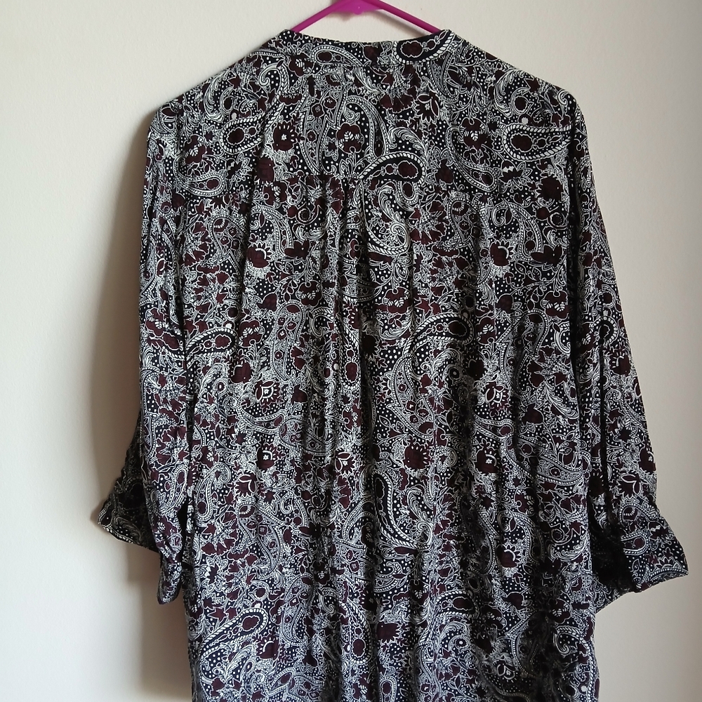 C Est 1946 Shirt Womens 22/24W Button 3/4 Sleeve Paisley top - Picture 9 of 11